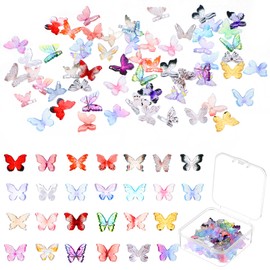 60 PCS Micro Resin Butterflies, Mini Resin Butterflies Miniature Dollhouse Accessories Tiny Butterflies for Crafts, Small Butterfly Figurines for Fairy Garden Dollhouse Micro Landscape Decoration