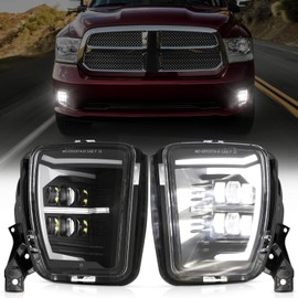 Auxbeam Upgraded LED Fog Lights with DRL DOT Approved for Dodge Ram 1500 2013 2014 2015 2016 2017 2018, Bumper Driving Fog Lamp Replacement Kit