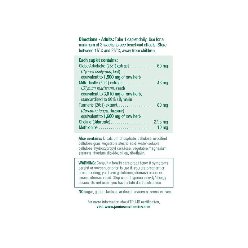 Jamieson Milk Thistle Herbal Complex Daily Liver Detox, 30 caplets