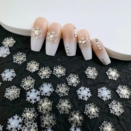40Pcs Christmas Nail Charms 3D Resin Glitter Snowflake Nail Art Supplies for Acrylic Nails Xmas Design Gold Sliver White Snowflake Nail Gems Nail Jewelry for Women Acrylic Nail DIY Decoration Supplies
