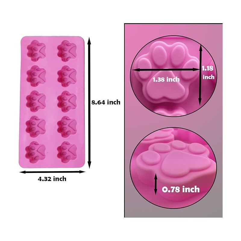 2set of Paw Print Silicone Ice Cube Trays, Mini Size,