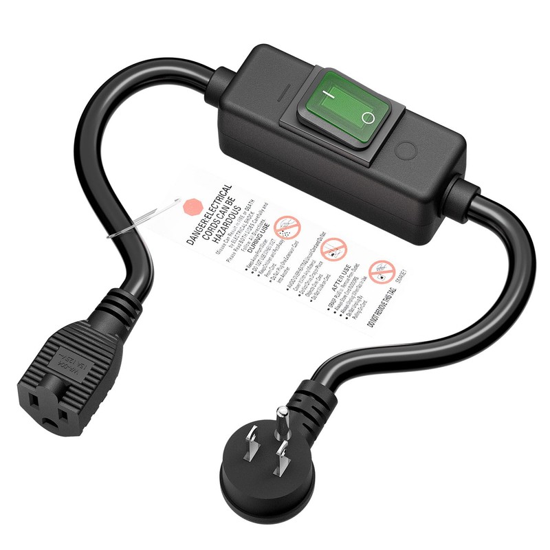 Right Angle Outdoor Waterproof 5-15P to 5-15R Extension Switch Cord