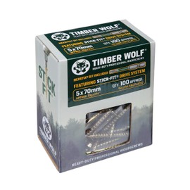 Timber Wolf TW50070 Woodscrews - 5.0 x 70mm - Box of 100, Zinc & Yellow (Gold)