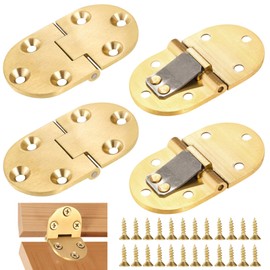 4 PCS 90 Degrees Folding Table Hinges, Brass Hinges with 24 Screws for Furniture, Desk, Cabinet, Door, Folding Tabletop, Space Saving Hinge for DIY Woodworking Projects