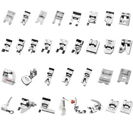 32PCS Sewing Machine Presser Foot Set Multifunction Hem Foot Spare Parts Accessories Sewing Machine Walking Foot Kit Household for Singer Toyota Janome Elna New Home Babylock Brother