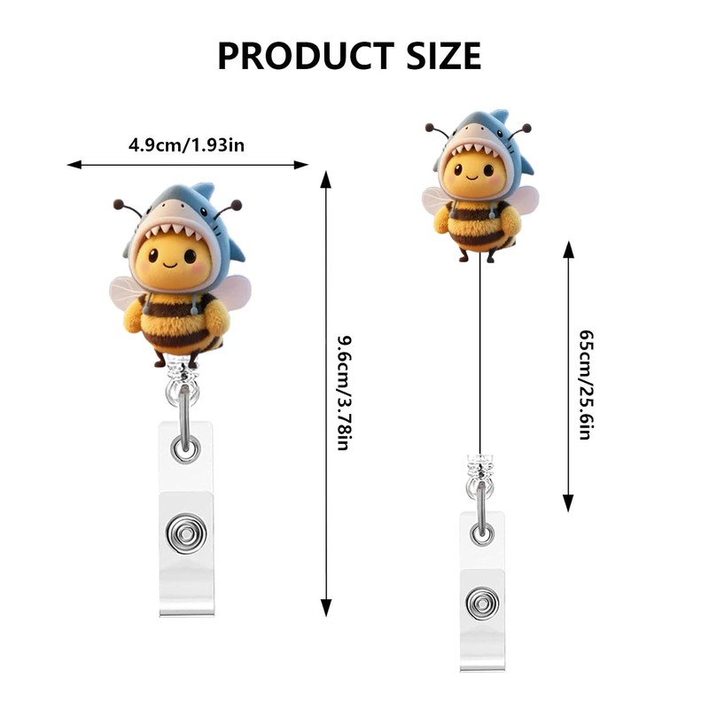 Bee Badge Reel,Cute Bee Acrylic Badge for ID Card Badge,Fun
