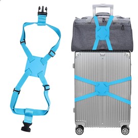 Elastic Fastening Belt for Luggage, Adjustable Luggage Straps for Suitcases Attach Bags, Portable Travel Suitcase Accessory (Blue)