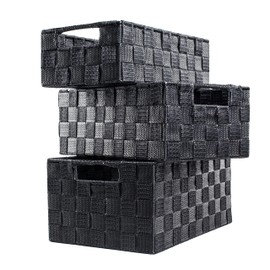 Clay Roberts Storage Baskets, 3 Pack, Grey, Large Storage Baskets Sets, Fabric Woven Storage Boxes for Home, Kitchens, Offices, Cupboards, Bathrooms and Shelves