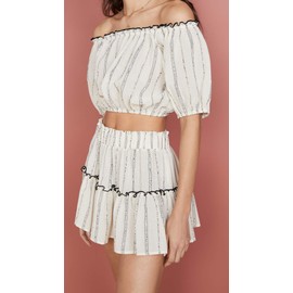 Eberjey Women's Boho Gauze Ellie Skirt, Cloud/Black, Large