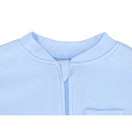 BINIDUCKLING Unisex Infant 2-Pack Zip-Up Baby Onesies Cozy Footed Pajamas Newborn Bodysuits Baby Clothes Solid Color Cotton Sleepsuit Rompers, Light blue 12 Months