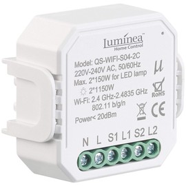 Luminea Home Control Smart-Schalter Alexa: 4er-Set WLAN-Unterputz-2-Kanal-Lichtschalter mit App & Sprachsteuerung (Smart-WiFi-Switches Alexa, WiFi-2-Kanal-Lichtschalter, Deckenventilator)