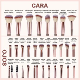 Brochas Maquillaje Profesional Herramientas Cosméticas 56pzs Color Marrón