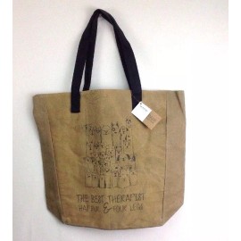 Back Roads Textile Cat Dog Animals Best Therapist Canvas Tote Bag With Pocket Back Roads Collection