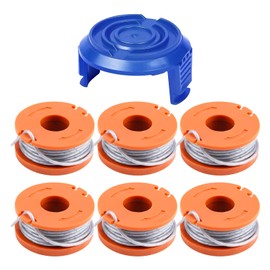 Strimmer Spool Line for Mac Allister MGTP18Li, 1.65mm 10ft WX150 Replacement Strimmer Spools Compatible with Mac Allister MGTP18Li Trimmer with TLW-01-1 Spool Cover (spool*6+caps*1)