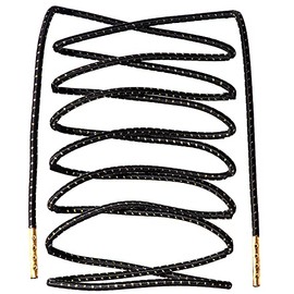 LitLaces - Premium Round Elastic Design Fashion Shoe Laces (Black/Gold/Gold, 36")