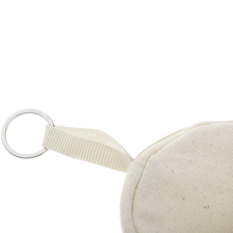 Muka 6-Pack Round Keychain Pouch, Natural Cotton Canvas Ear Bud