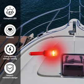 2 Pcs Boat Flares, 2025 Upgraded Electronic Boat Flare Coast Guard Approved, Waterproof Emergency Signals for Fishing Nets, Buoys, Boats (Red)