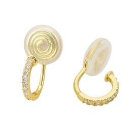 Gold Clip On Earrings for Women Non Pierced Cubic Zirconia Huggie Hoops 14K Gold Plated Small CZ Clip On Hoop Earrings Adjustable No Piercing Fake Earrings