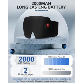 Silk Heated Eye Mask, 2000mAh Large Size Cordless Sleep Mask Warm Eye Compress Electric Heating Pad for Stye Blepharitis Dry Eyes Sinus Migraine Gifts for Men and Women (Black)