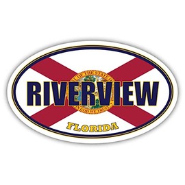 Riverview City Florida State Flag | FL Flag Hillsborough County Oval State Colors Bumper Sticker Car Decal 3x5 inches