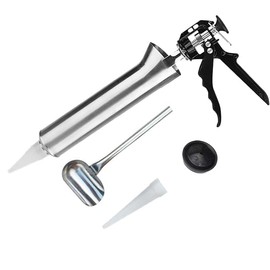 CIFUPUQU Mortar Pointing Grouting Gun,Cement Caulking Gun Mortar Grouting Tool,Stainless Steel Hand Caulk Gun 2 Nozzles Cement Spray Applicator Tool