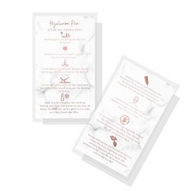 Hyaluron Pen Filler Aftercare Instructions Card | 50 Pack | Physical Printed 2x3.5” inches Business Card Size | Marble with Rose Gold Glitter Design