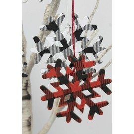 Buffalo plaid snowflake ornament decorations...paper+chipboard [3 sizes to choose]