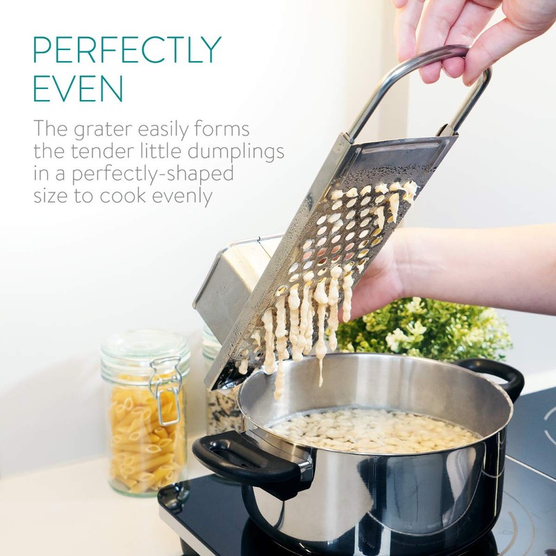 Navaris Stainless Steel Spaetzle Maker - Traditional Homemade German Egg