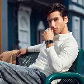 BY BENYAR Watches for Men Analog Quartz Chronograph Waterproof Luminous Designer Mens Wrist Watches Business Work Sport Casual Dress Watch with Silicone Strap Elegant Unique Gifts for Men