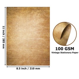 48 Sheets Antique Vintage Stationery Paper, A4 Letter Paper, 8.5"x 11" Double-Sided Scrapbook Paper, Parchment for Writing, Printing, Calligraphy, Journals, Invitations & Certifications