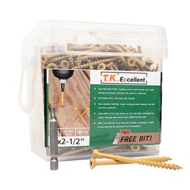 T.K.Excellent Deck Screws 2-1/2 Inch Wood Screws 395 PCS Exterior Construction Screws Rust Resistant Epoxy Coated, Tan, 5 LB Box