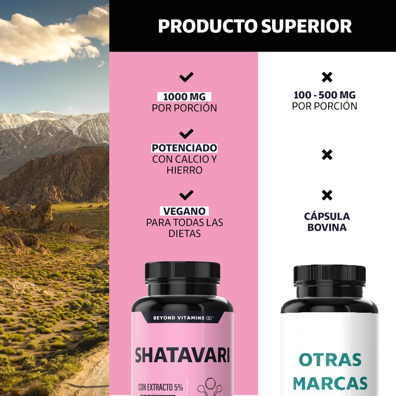 Beyond Vitamins | Shatavari 1000 mg con extracto al 5%
