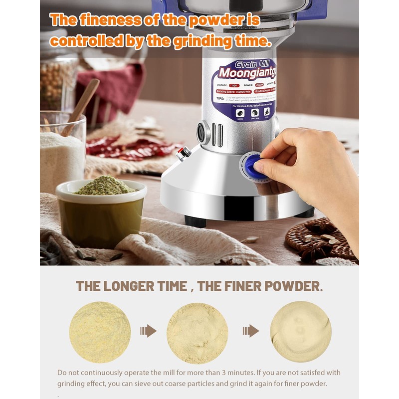 Moongiantgo 500g Grain Mill Grinder Electric High Speed Spice Grinder