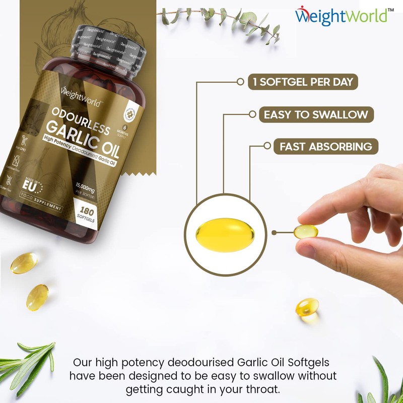 Garlic Capsules Odourless High Strength 45,000mg – 180 Softgels (Upto