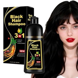 shampoo con tinte 3 en 1,Champú Colorante para Teñir el Cabello,hair dye shampoo para Cubrir Canas Negro,Fórmula con Ingredientes Herbales,Sin...     