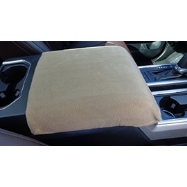 Car Console Covers Plus Made in USA Designed to fit Ford F150 F250 2014-2024 Select Bucket Seat Models Fleece Auto Armrest Center Console Cover Protector Taupe