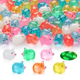 Norhogo Pack of 60 Mini Resin Pig Glow in the Dark, Cute Mini Resin Figures, Small Pig Figures for Garden, Dollhouse, Mini Animals for Garden Landscape, Dollhouse, Birthday Party