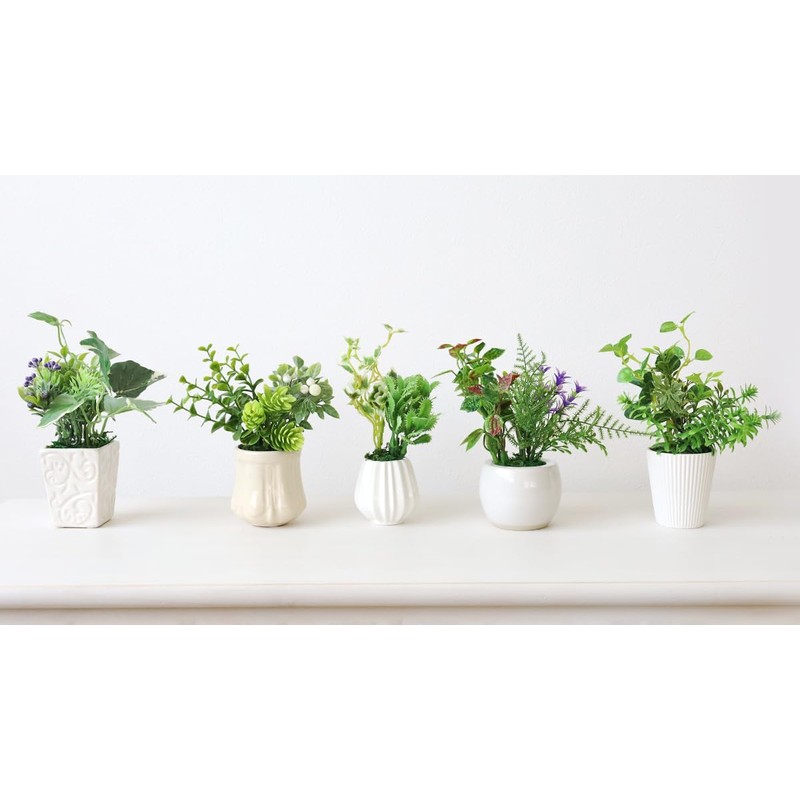 山久 造花 インテリア CT触媒加工のグリーンミニポット 5個おまかせセット 姫グリーン 観葉植物 0910-9010a 人工観葉植物 フェイクグリーン