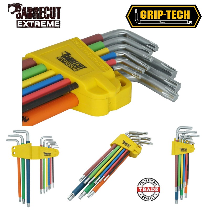9 Piece SabreCut SCTX009S Soft Grip Extra Long Torx Key