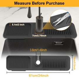 Doeklpo Doeklpo 24 Inch Kitchen Sink Splash Guard5Slope Fast Draining Silicone Mat for Kitchen Sink Faucet Mat, Kitchen Sink Tidy Splash Guard for Kitchen Sink Area Bathroom Faucet Draining Mat (Black)