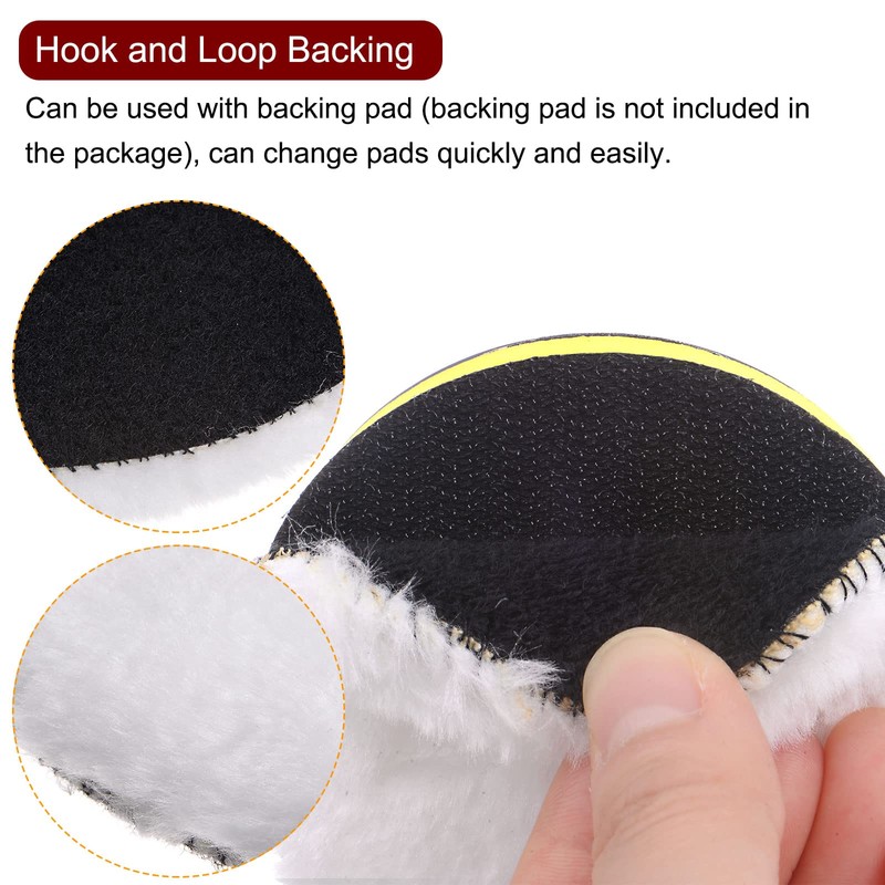 sourcing map 2pcs 3 Inch (75mm) Wool Buffing Pad 3"