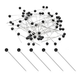 Ryaupy Pins, Glass Head Pins, Stainless Steel Pins, Glass Head Pins for Crafts, Sewing, Hemming, Craft, Jewellery Components, Decoration (38 mm) with Head, Pack of 100, Black