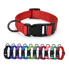AUDWUD Thick Nylon Collar,Classic Adjustable,Multiple Colors,Suitable for Small,Medium and Large Dogs,4 Sizes