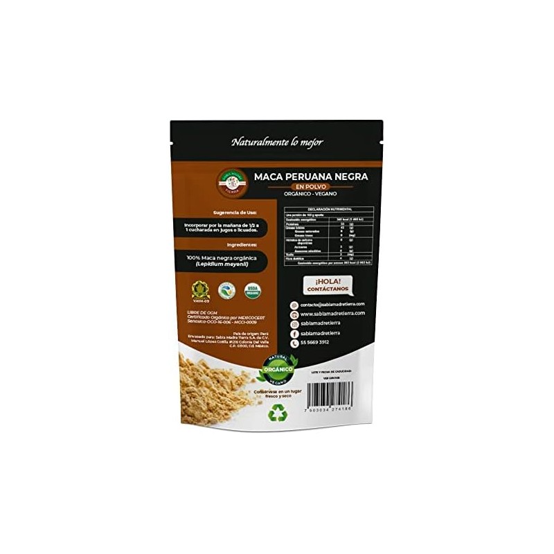 SABIA MADRE TIERRA - Maca Negra Peruana 250g - ORGANICA