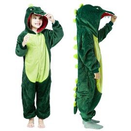 Moiuguli Moiuguli Dino Kostüm Kinder, 2-7 Jahre Dinosaurier Kostüm Onesie, Tier Kostüm Dino Jumpsuit für Baby Kind Mädchen und Jungen Karneval Cosplay kostüm(Grün)