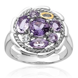 IceCarats 925 Sterling Silver Purple Amethyst 1.0pink Quartz White Topaz Ring Gemstone Band Size 7