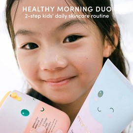 Happy Morning DUO Kids Spa Headband for Girls: Clean & Vegan Skin Care Bundle | Cloud Face Wash + SPF 20 Mineral Face Cream | Non-Toxic | Easy-to-Use Skincare
