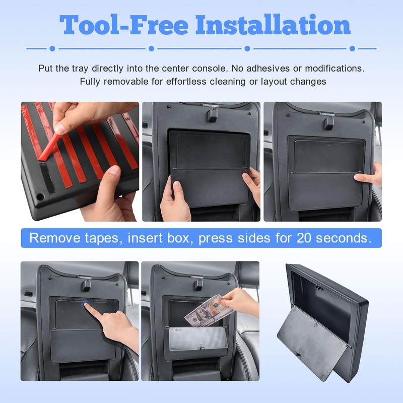 EDBETOS 2PCS Center Console Organizer & Armrest Hidden Storage Box