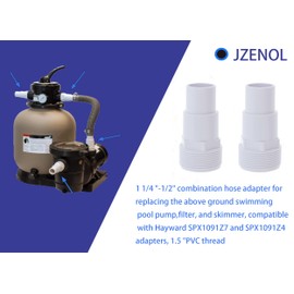 Jzenol swimming pool filtration pump hose adapter universal 1 1/4 "-1/2" thread 1.5 "connector compatible with Hayward SPX1091Z7/SPX1091Z4 hose adapter PVC 417-6060 (set of 2)