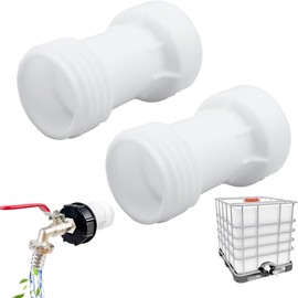 Ruayia Pack of 2 IBC Tank Accessories S60 x 6 Extension Spacer, IBC Tank Accessories Coarse Thread, IBC Container Accessories with Seal for Rainwater Tank, Garden Hose, White